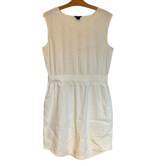 Theory Lydan Linen Blend Mini Dress Cream Off White Coastal Beach Vacation L - Picture 1 of 10